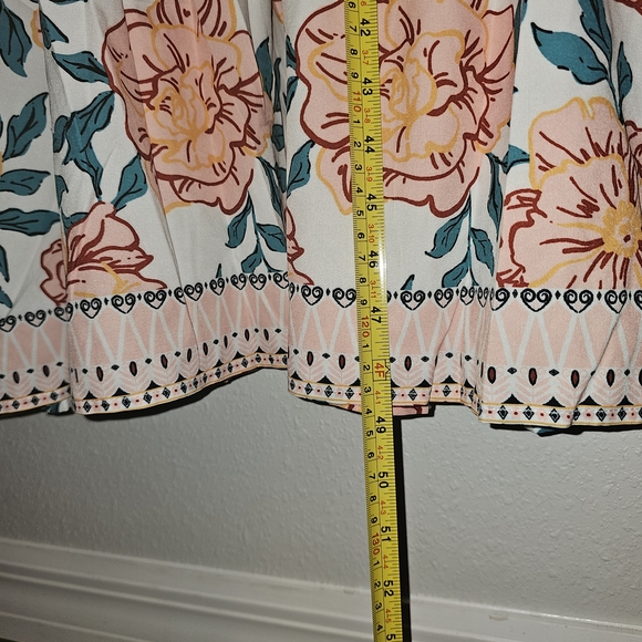 SunnySpirit Floral Boho Maxi Dress V-Neck Balloon Sleeve Tassel Size L - Picture 7 of 14